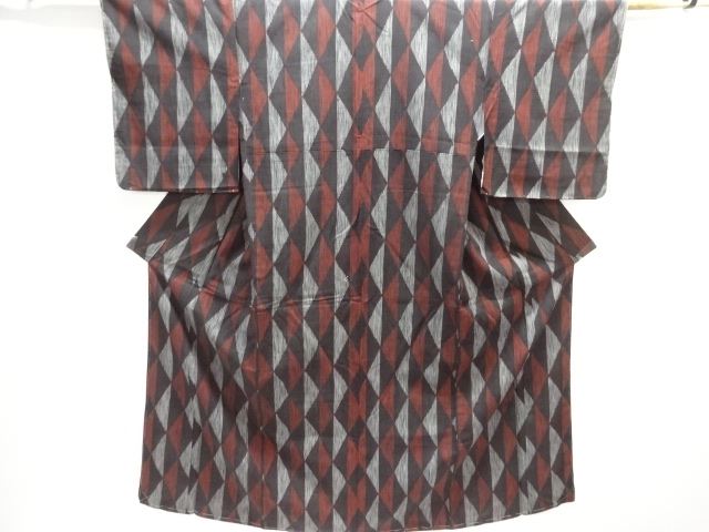 JAPANESE KIMONO / ANTIQUE TAISHO ROMANTIC GEOMETRIC PATTERN WOVEN KIMO